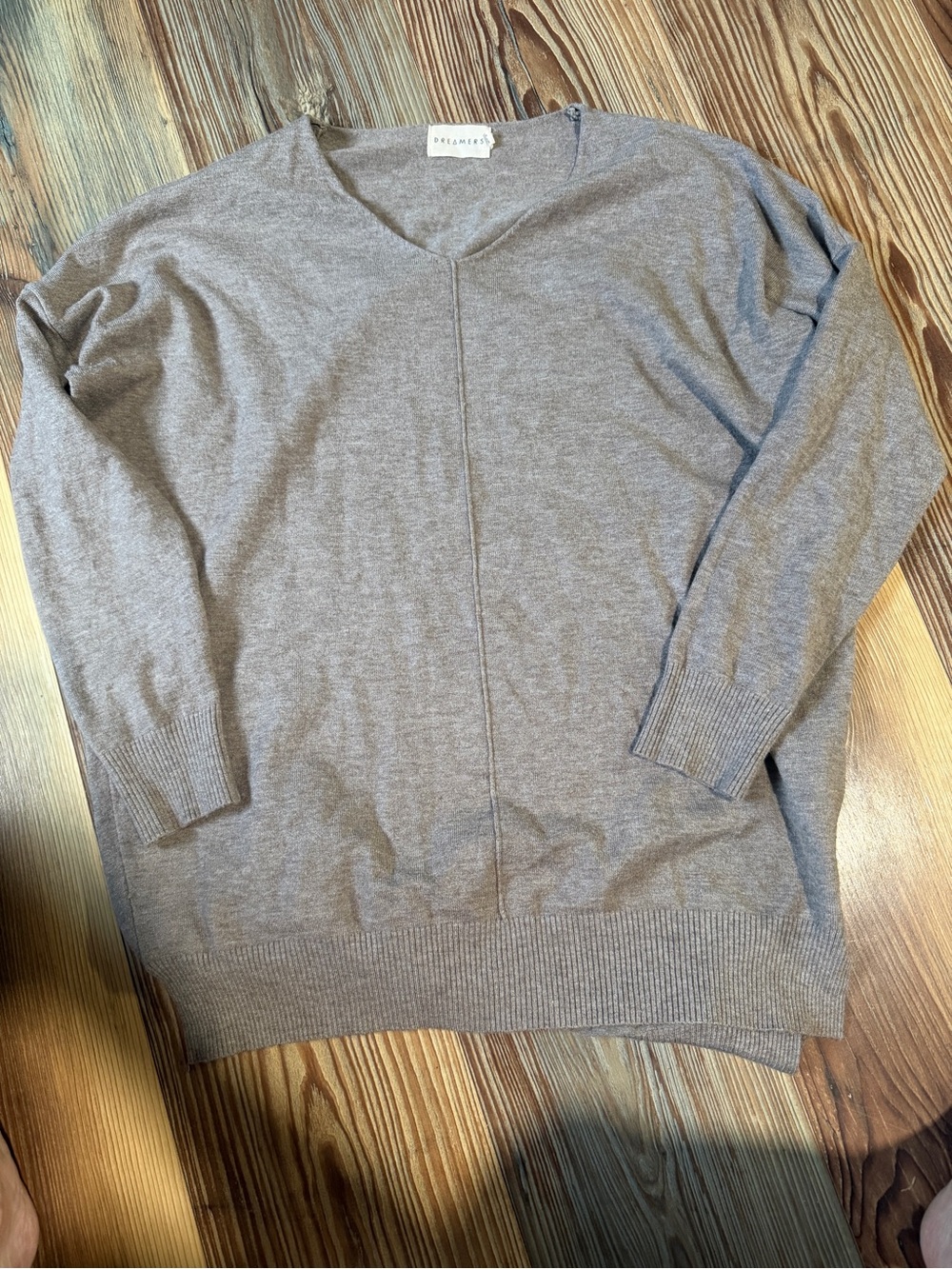 Dreamers V-Neck Sweater in Heathered Taupe